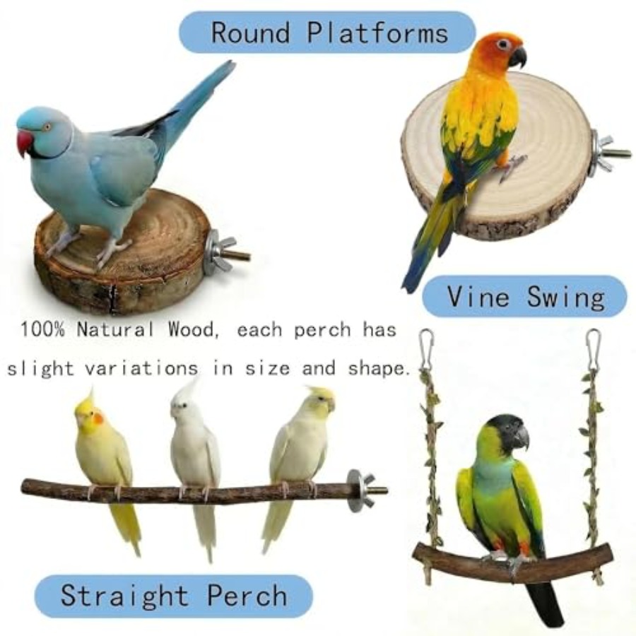 8PCS natural wood bird perches - Health & Wellness Unlimited ulasan dan harga